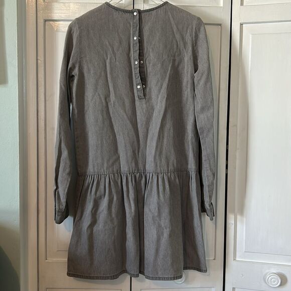 Ikks Gray Drop Waist Dress with Ruffle Accents - Size 14 Teens - Picture 11 of 14